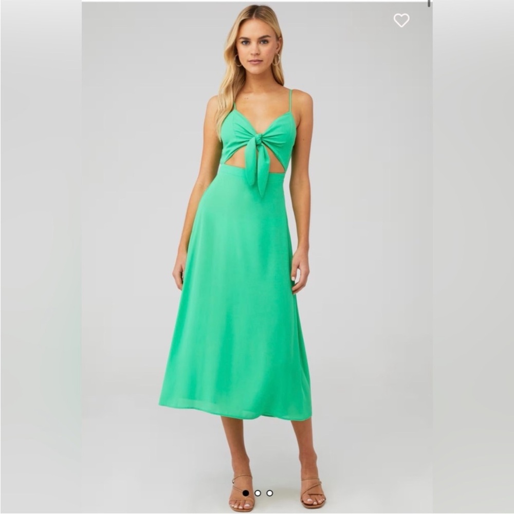 SHOW ME YOUR MUMU Kelly Green tie front vacation dress